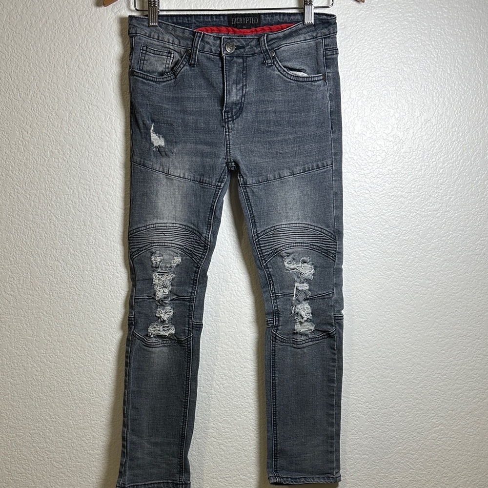 Encrypted Kids' Distressed Gray Jeans